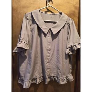 922. Women's New Blouse Shirt Top Beige ruffled and Collared